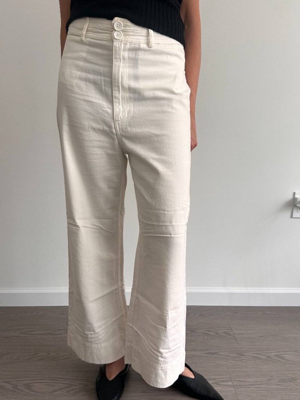 Apiece Apart Ivory Cotton High Rise Wide Leg Pants – Size 8